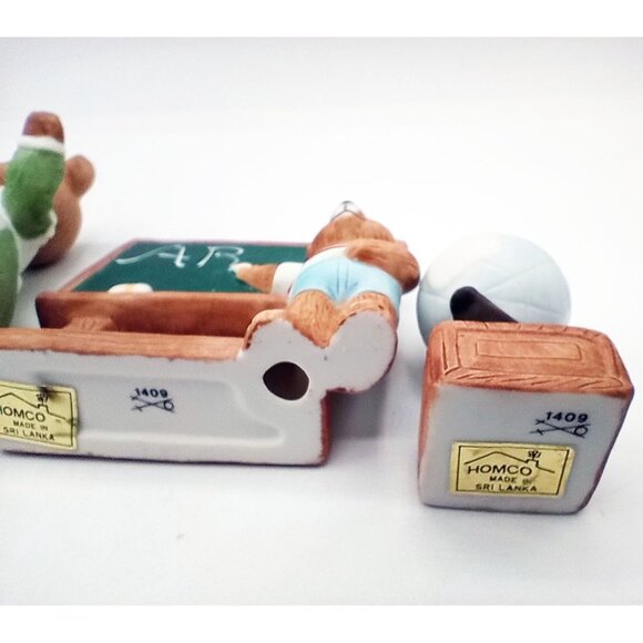 Homco Classroom Bear Figure Set Teacher Students Chalkboard Globe Desk Vintage - Picture 14 of 16